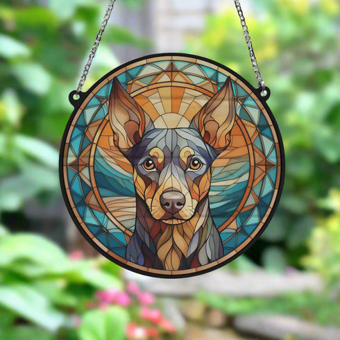 Miniature Pinscher Stained Glass Effect Suncatcher